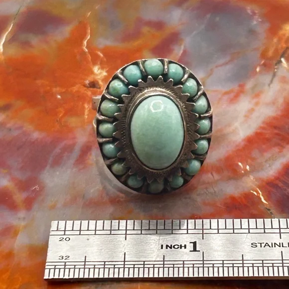 Vintage Sterling Silver Turquoise Ring - Size 8 - Picture 7 of 7